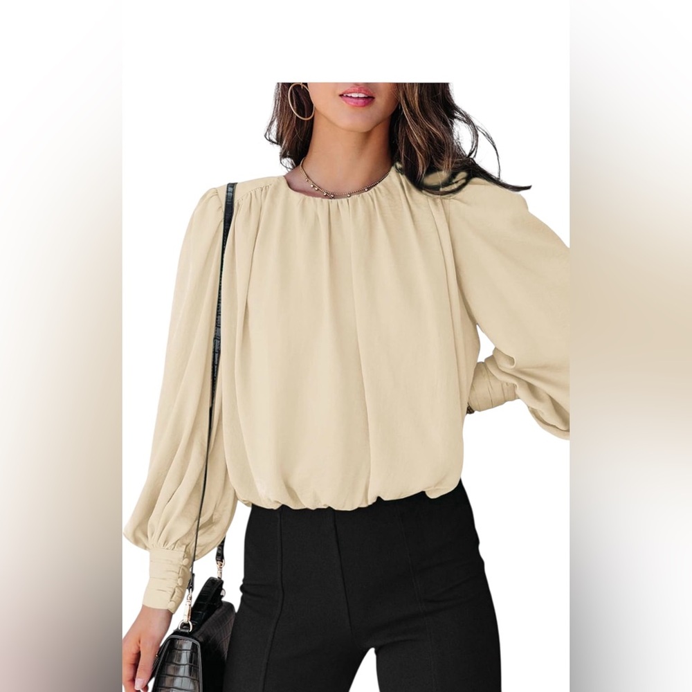 NWT Dokotoo Women's Tops Blouses for Women Casual Long Sleeve Shirts Crew Neck